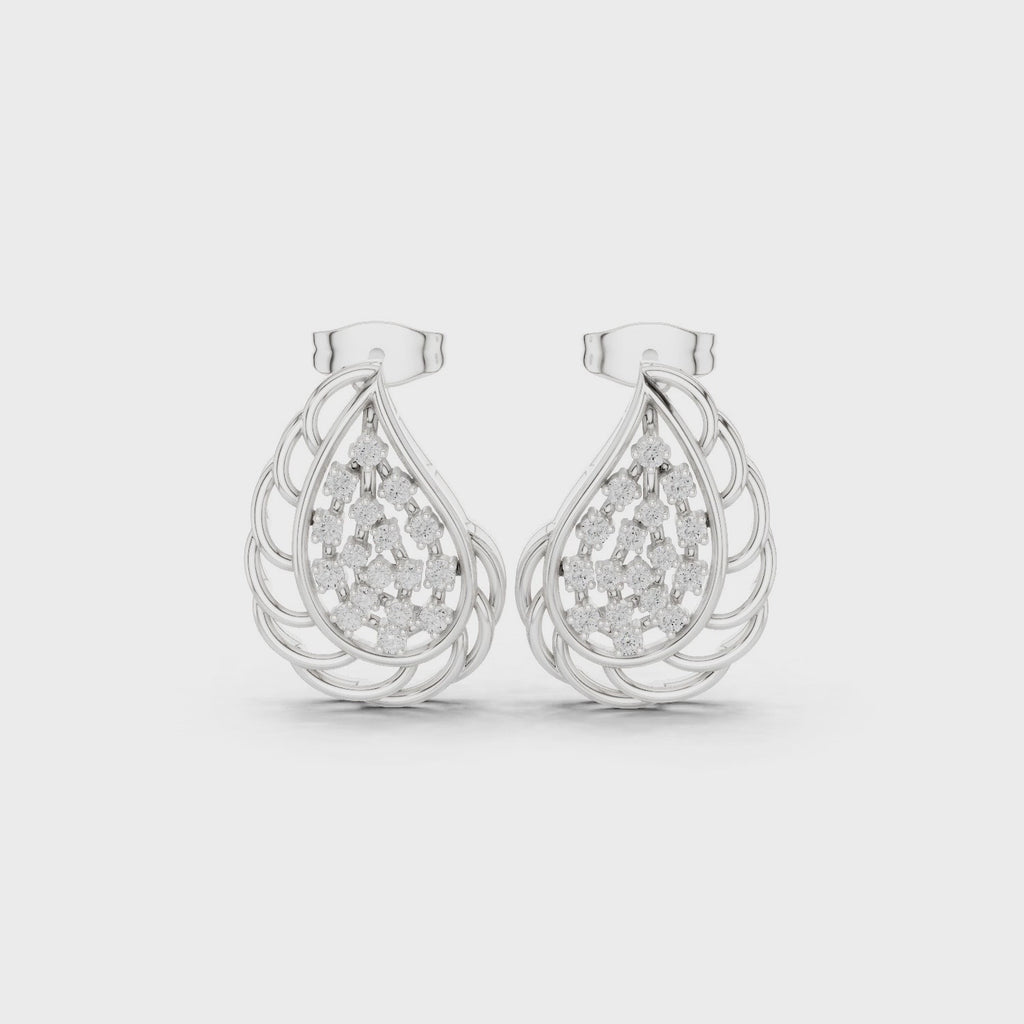 Lab-Grown Diamond Leaf Stud Earrings in Solid Gold