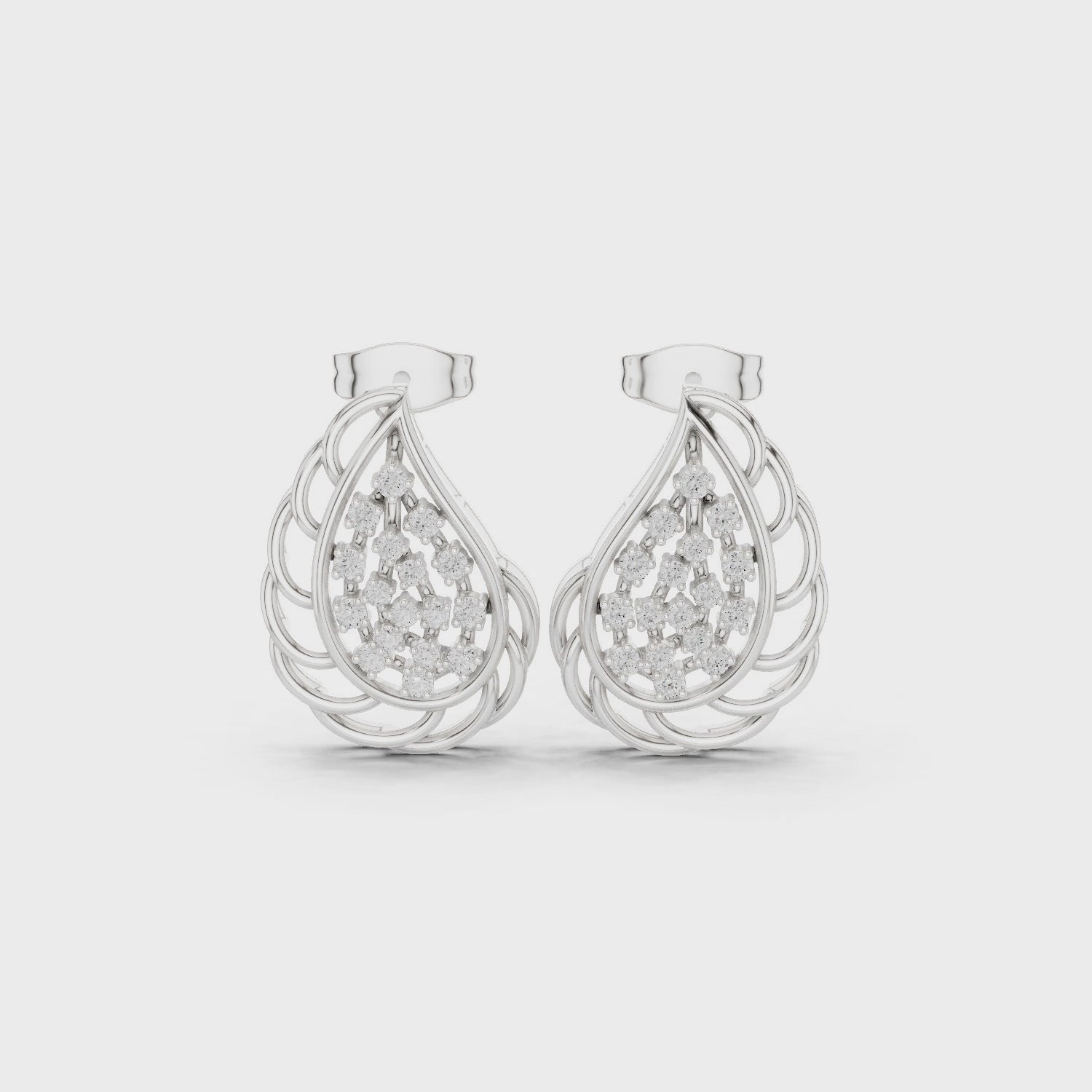 Lab-Grown Diamond Leaf Stud Earrings in Solid Gold