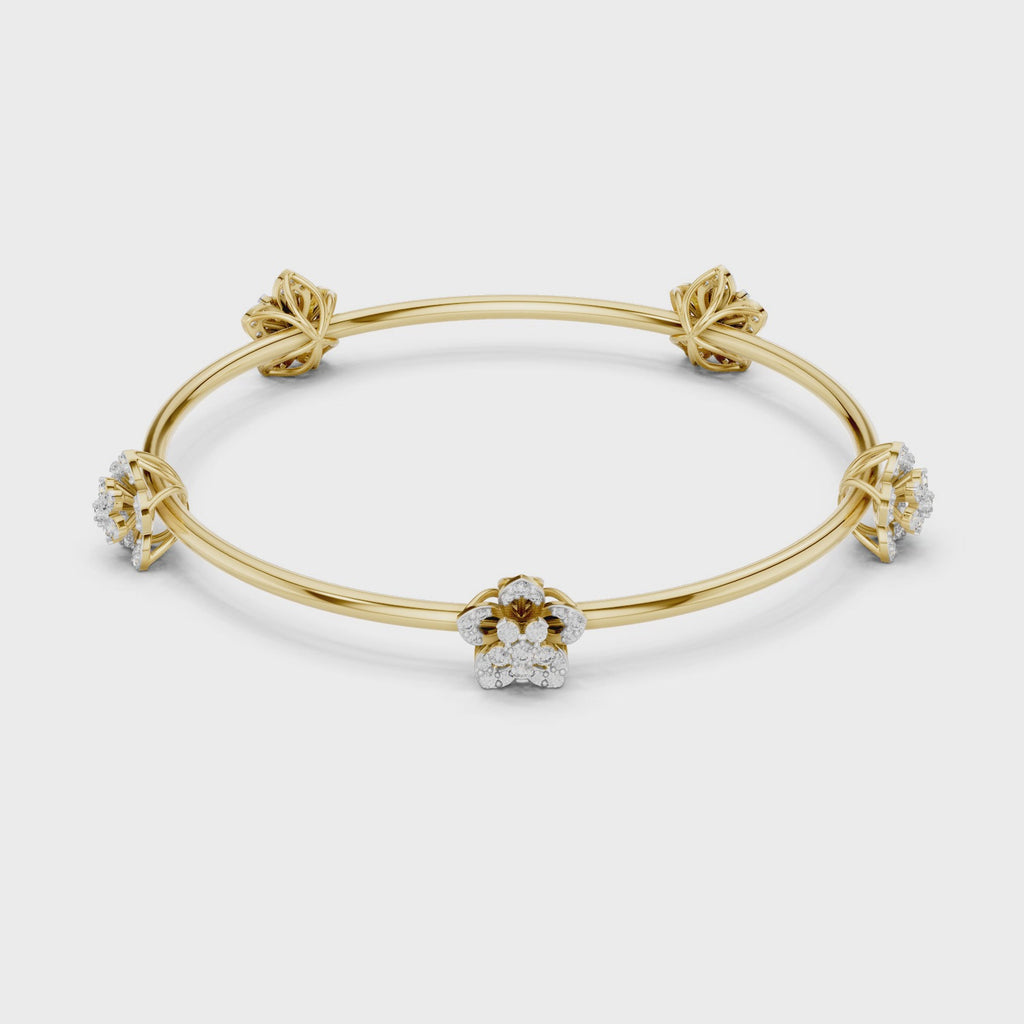 Floral Diamond Bangle Bracelet