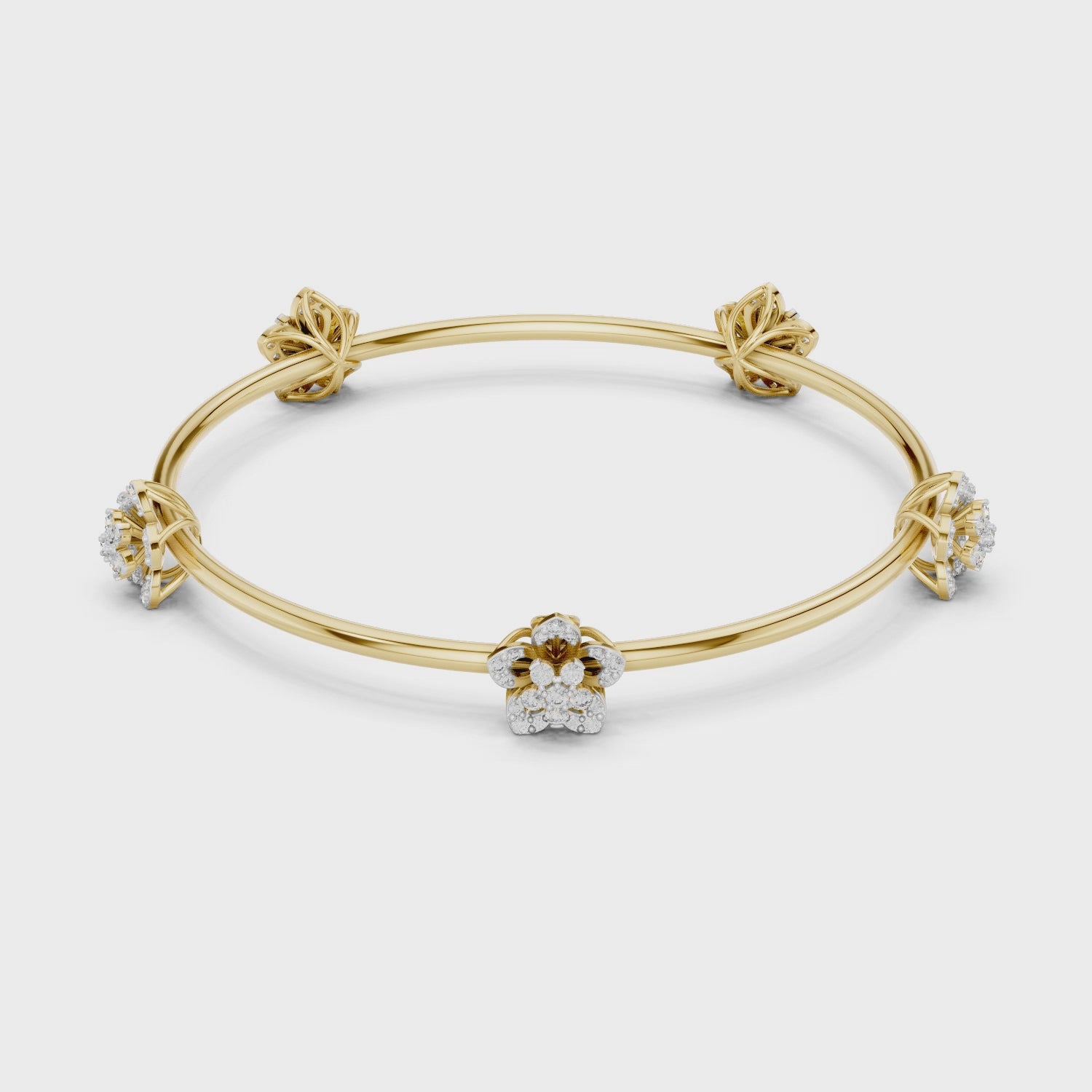 Floral Diamond Bangle Bracelet