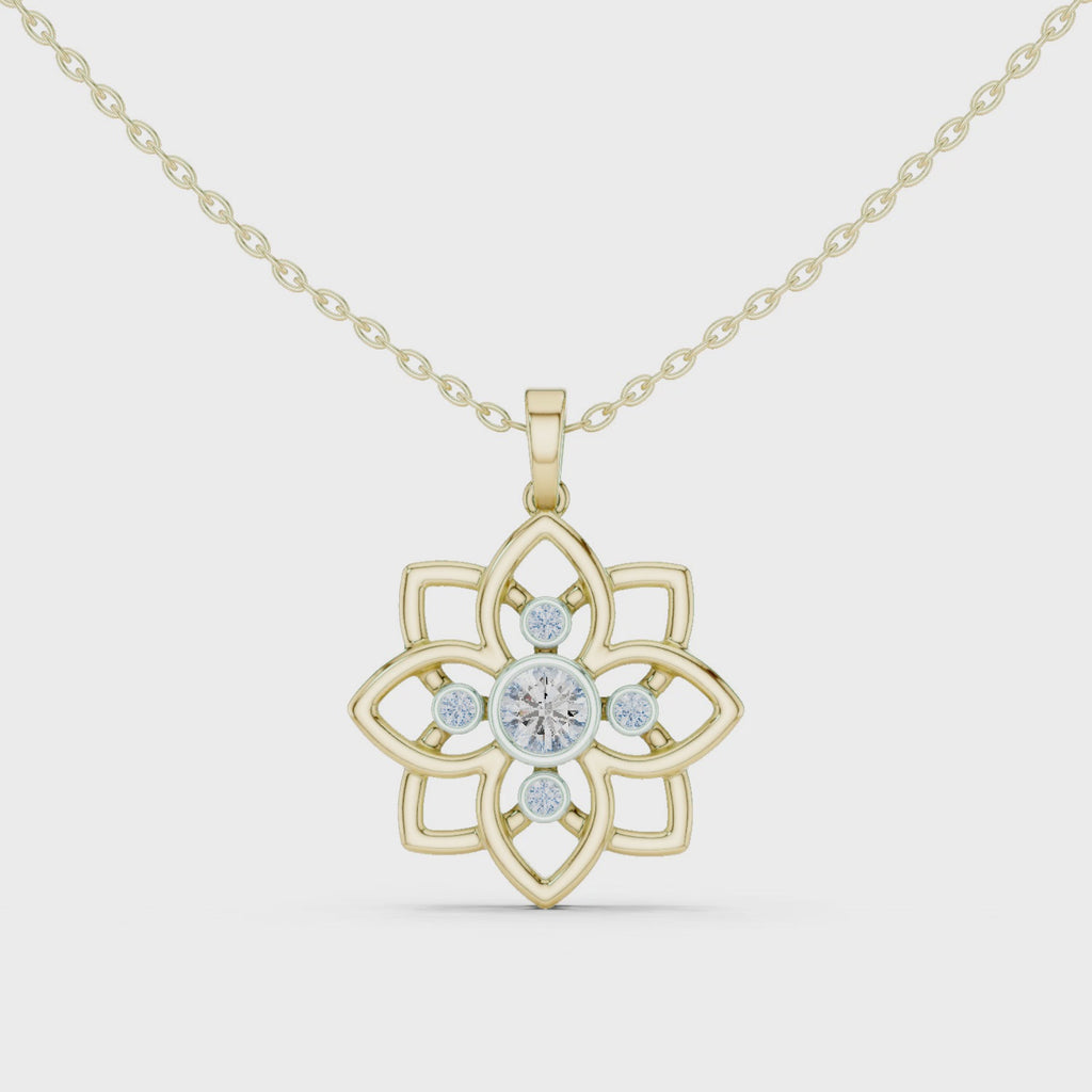 Diamond Flower Pendant Necklace
