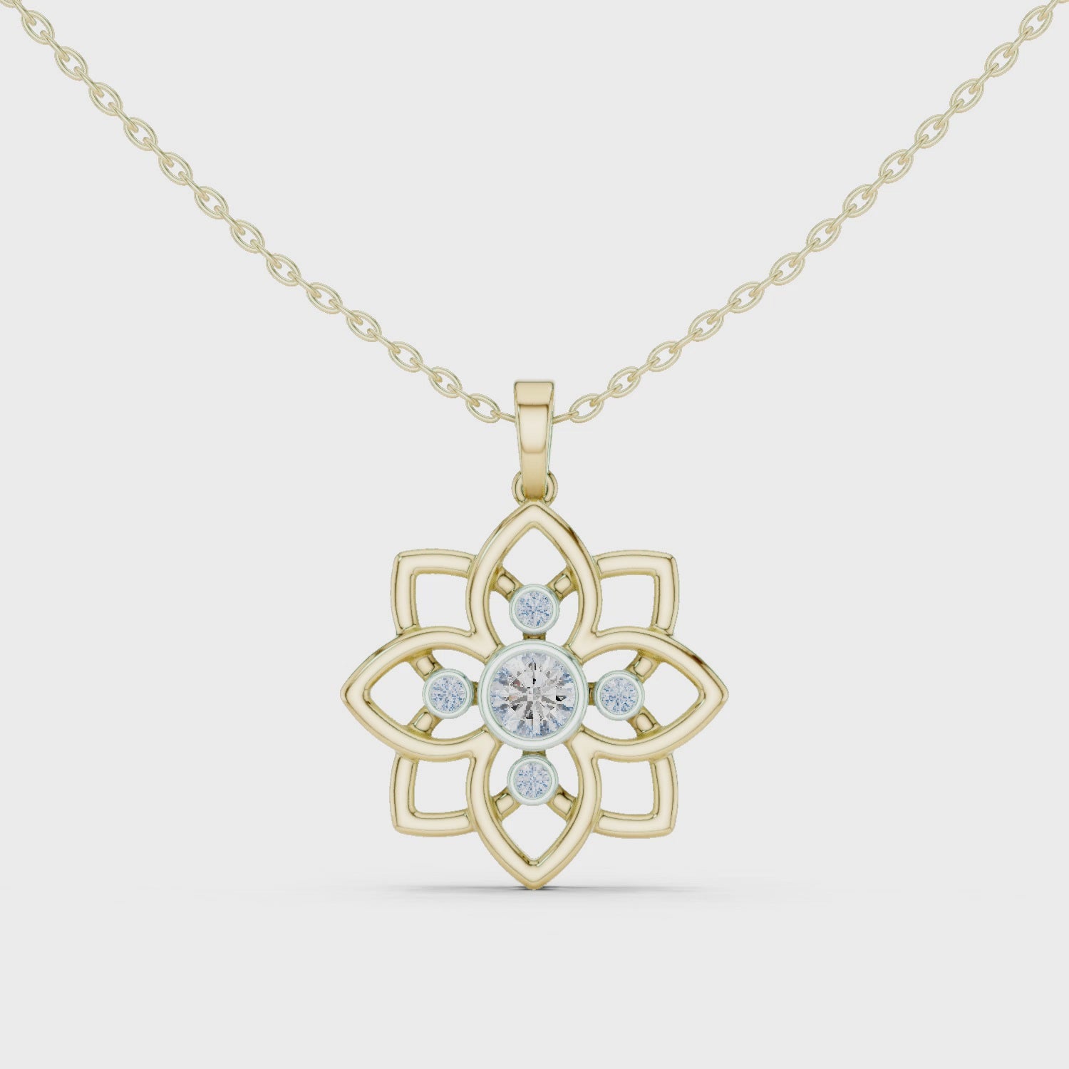 Diamond Flower Pendant Necklace