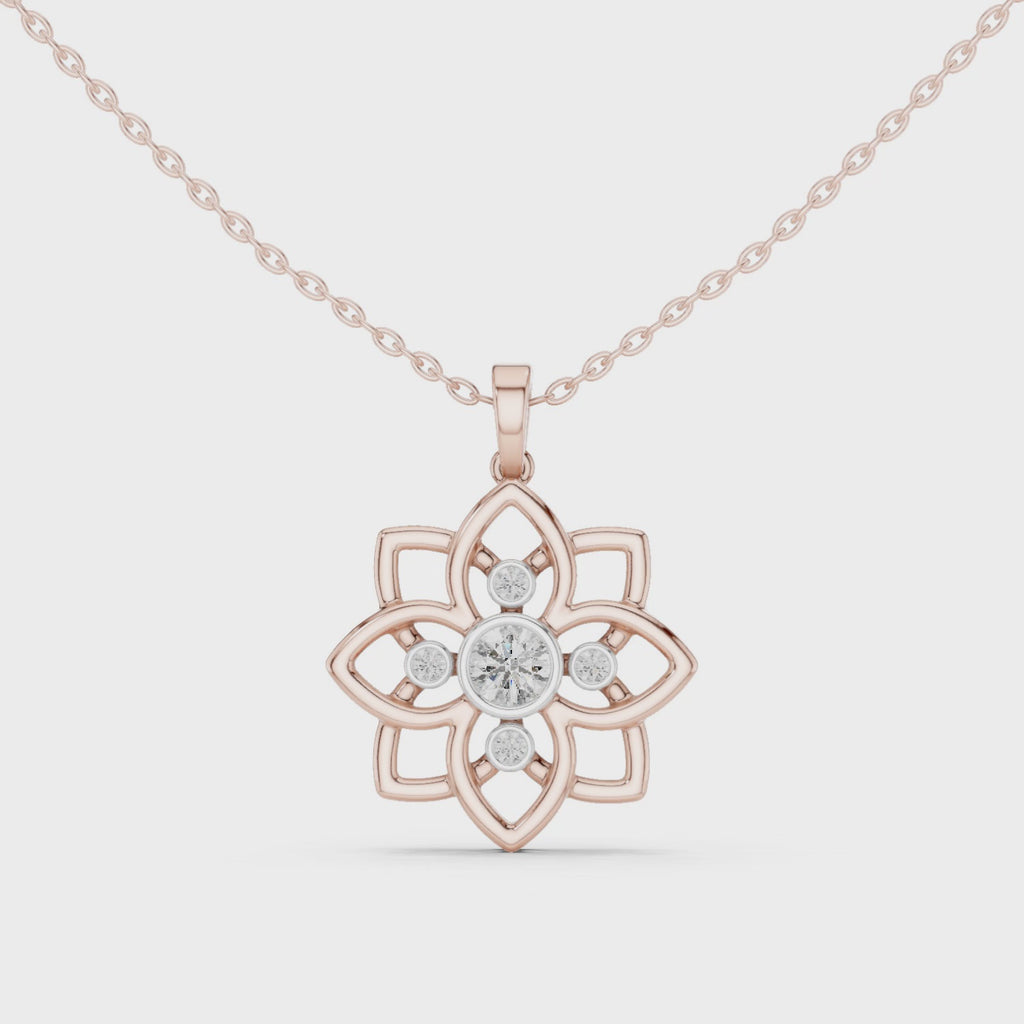 Diamond Flower Pendant Necklace