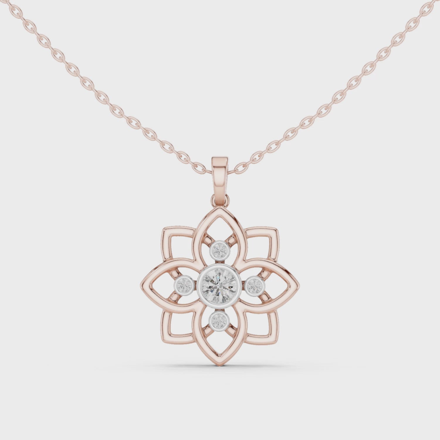 Diamond Flower Pendant Necklace