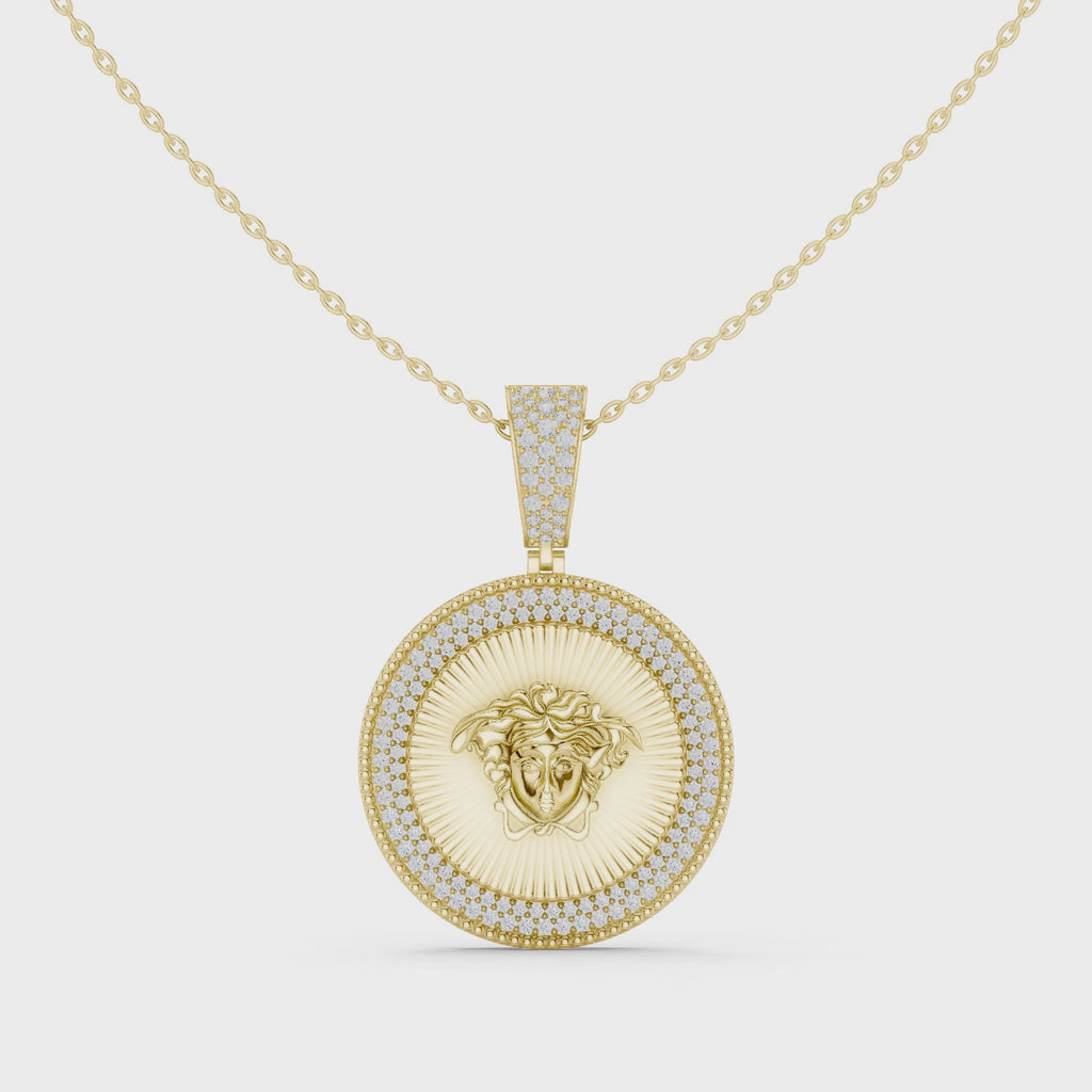 Diamond Medusa Coin Pendant