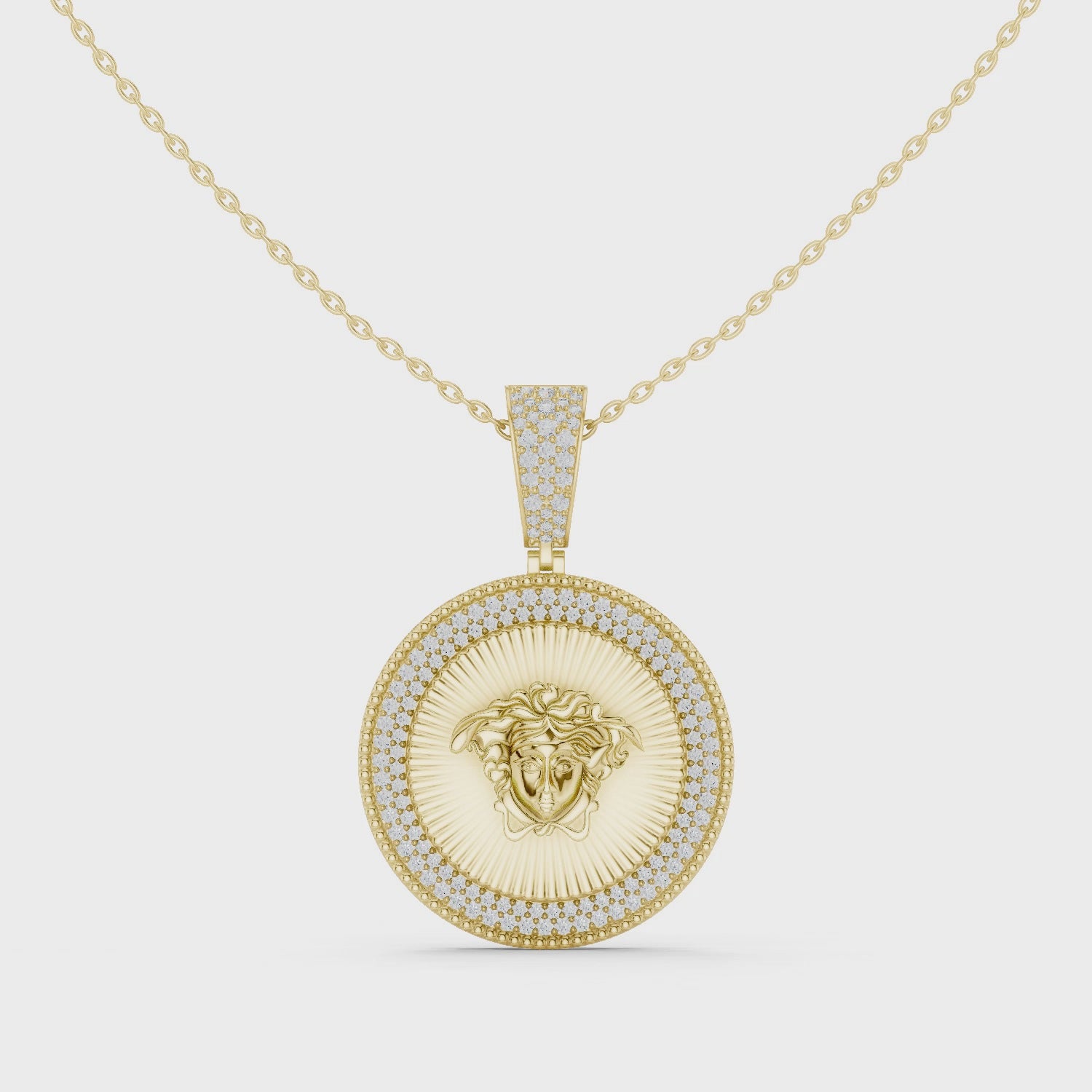 Diamond Medusa Coin Pendant