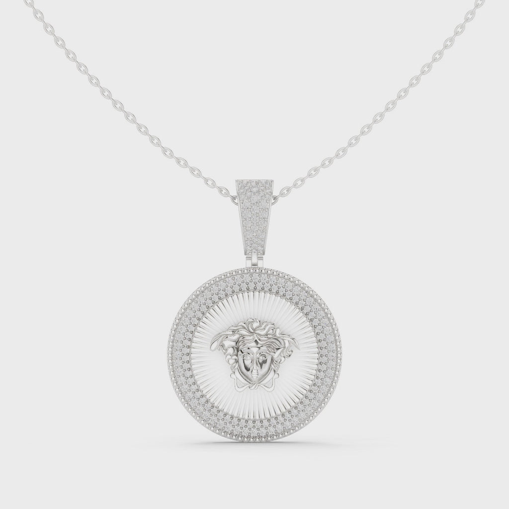 Diamond Medusa Coin Pendant