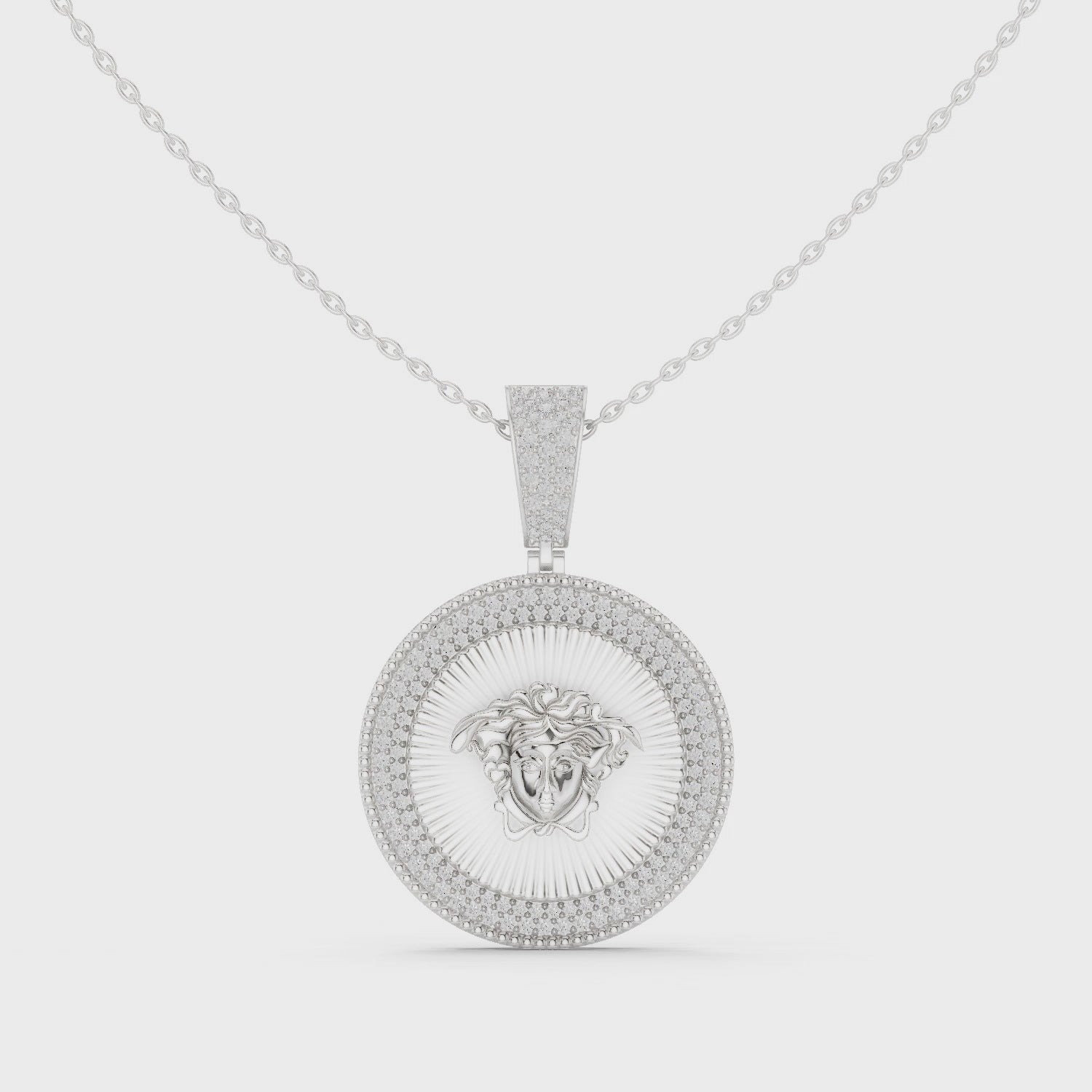 Diamond Medusa Coin Pendant