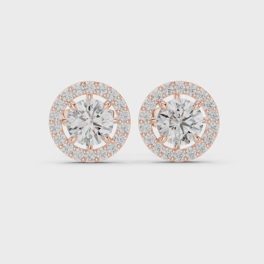 Halo Diamond Stud Earrings