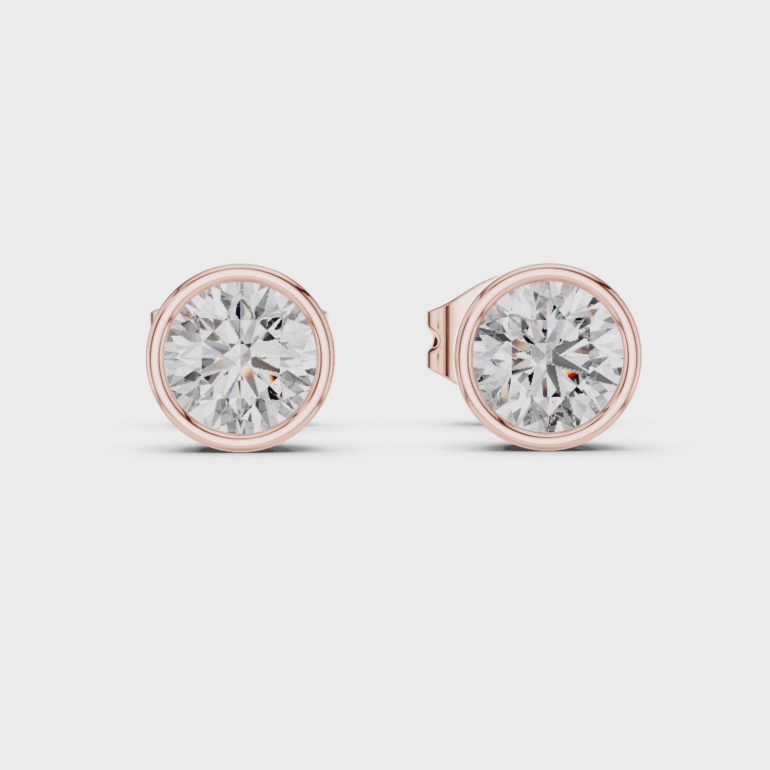 Round Diamond Bezel Stud Earrings
