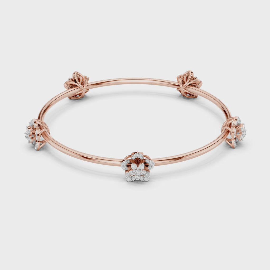 Floral Diamond Bangle Bracelet
