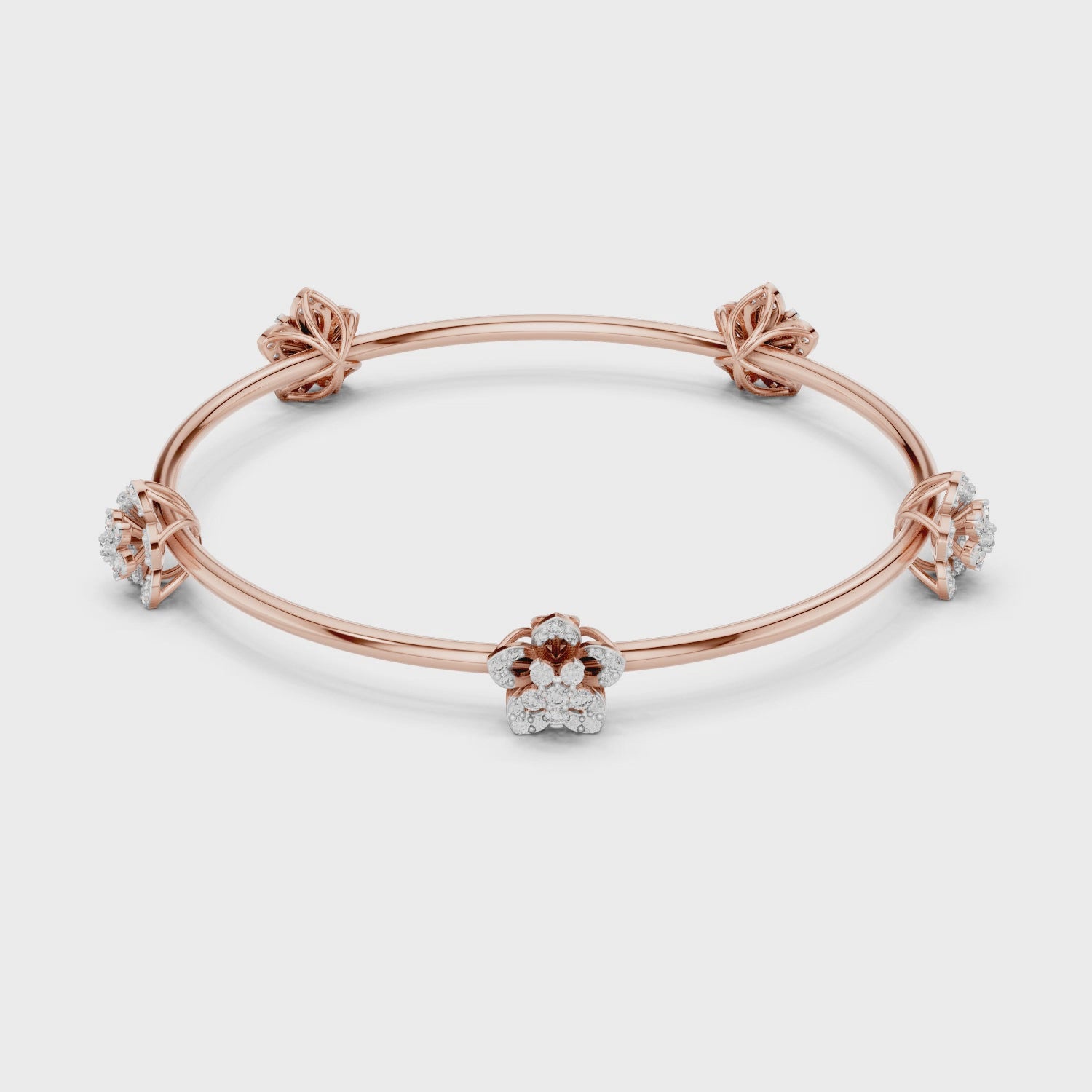 Floral Diamond Bangle Bracelet