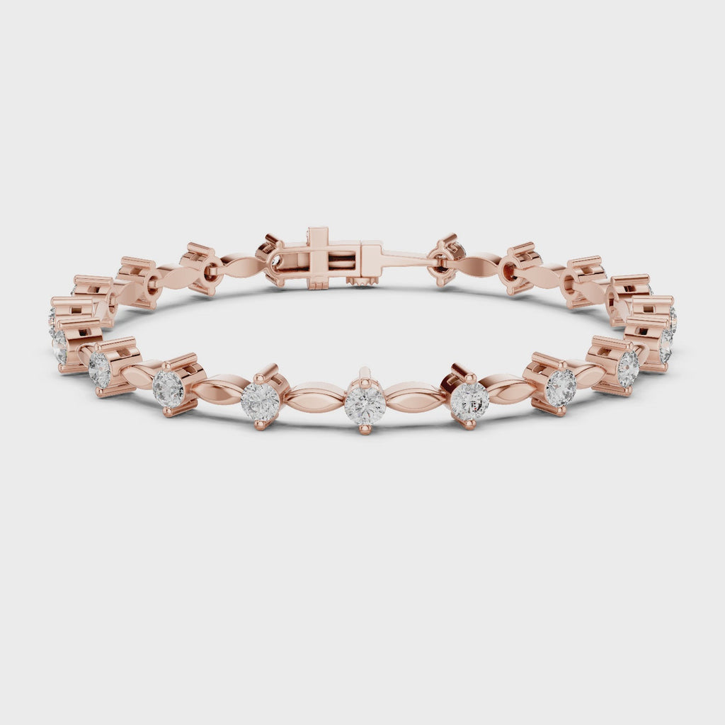 Round Diamond Bangle with Marquise Gold