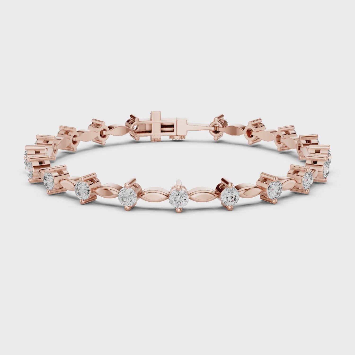 Round Diamond Bangle with Marquise Gold