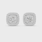 Double Halo Diamond Stud Earrings