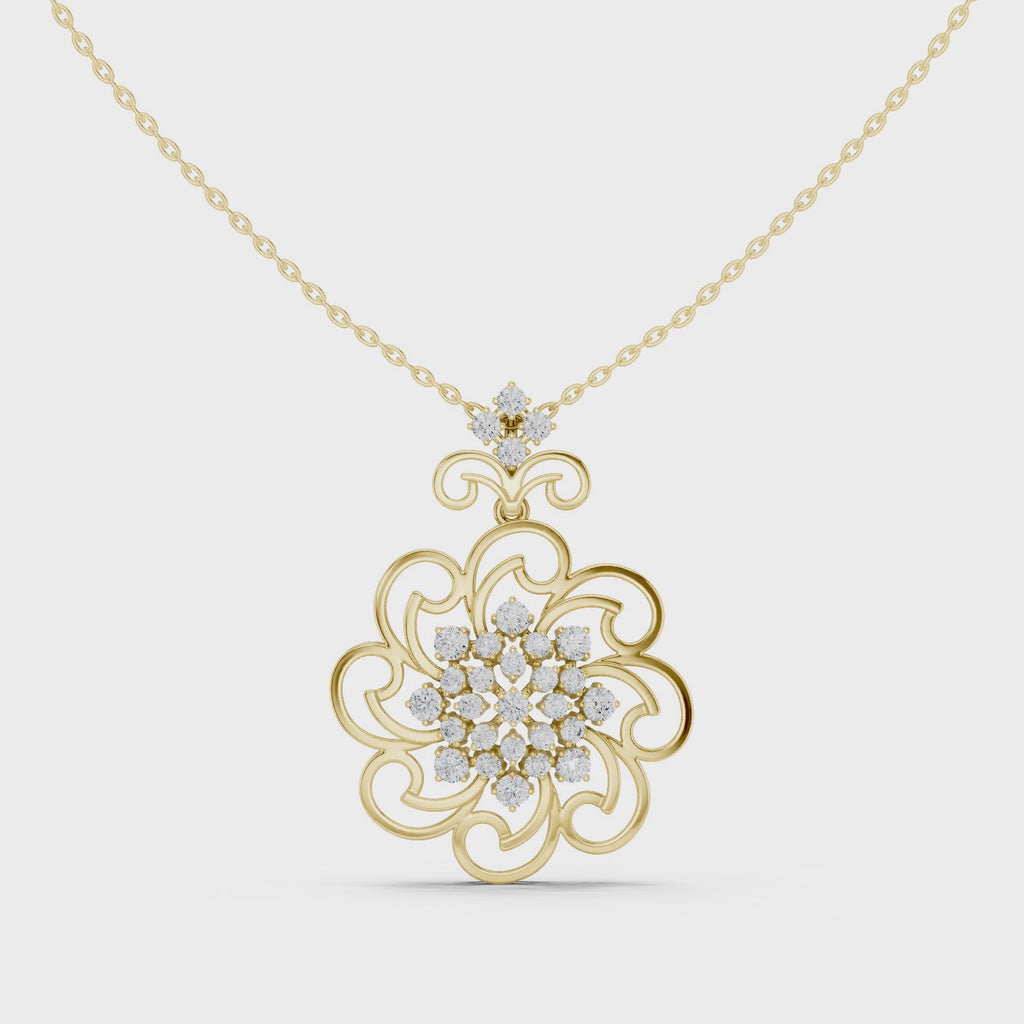 Floral Diamond Pendant Necklace