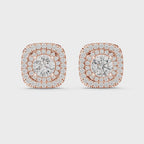 Double Halo Diamond Stud Earrings