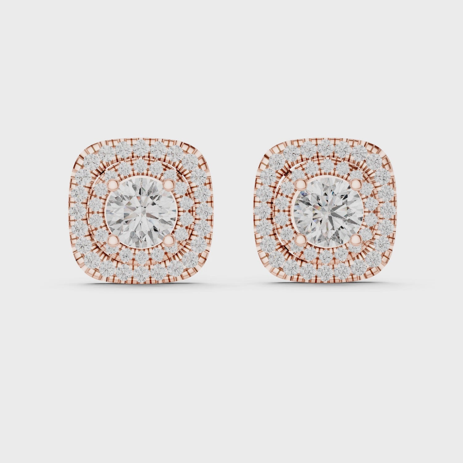 Double Halo Diamond Stud Earrings