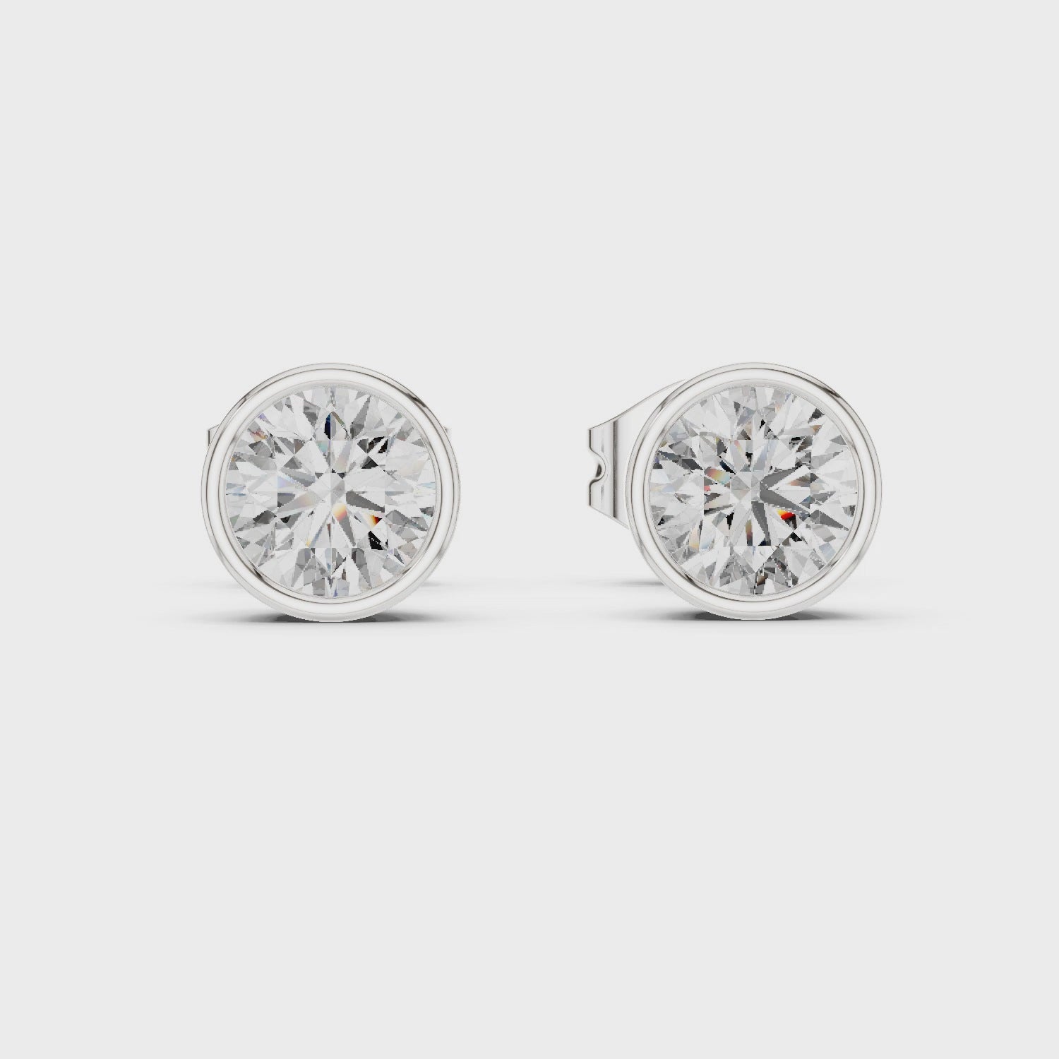 Round Diamond Bezel Stud Earrings
