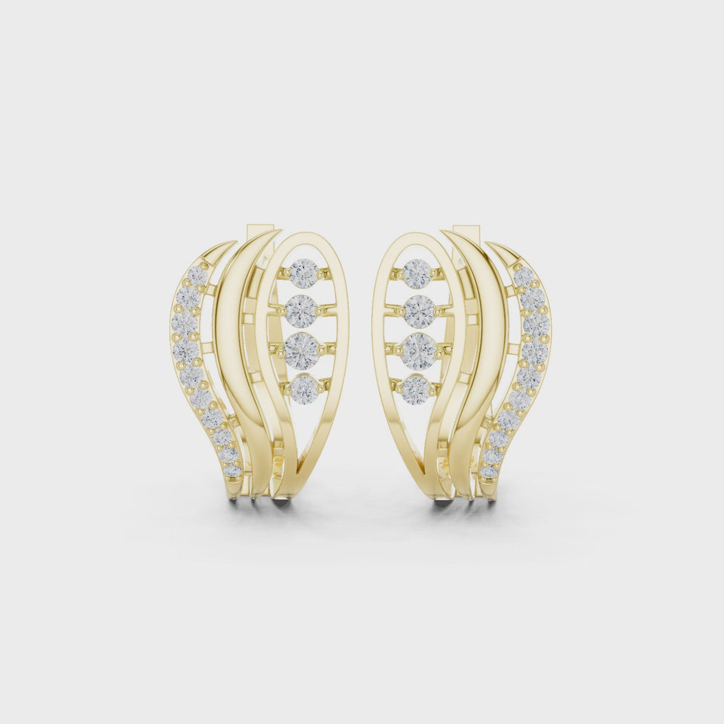 Curved Wave Diamond Earrings