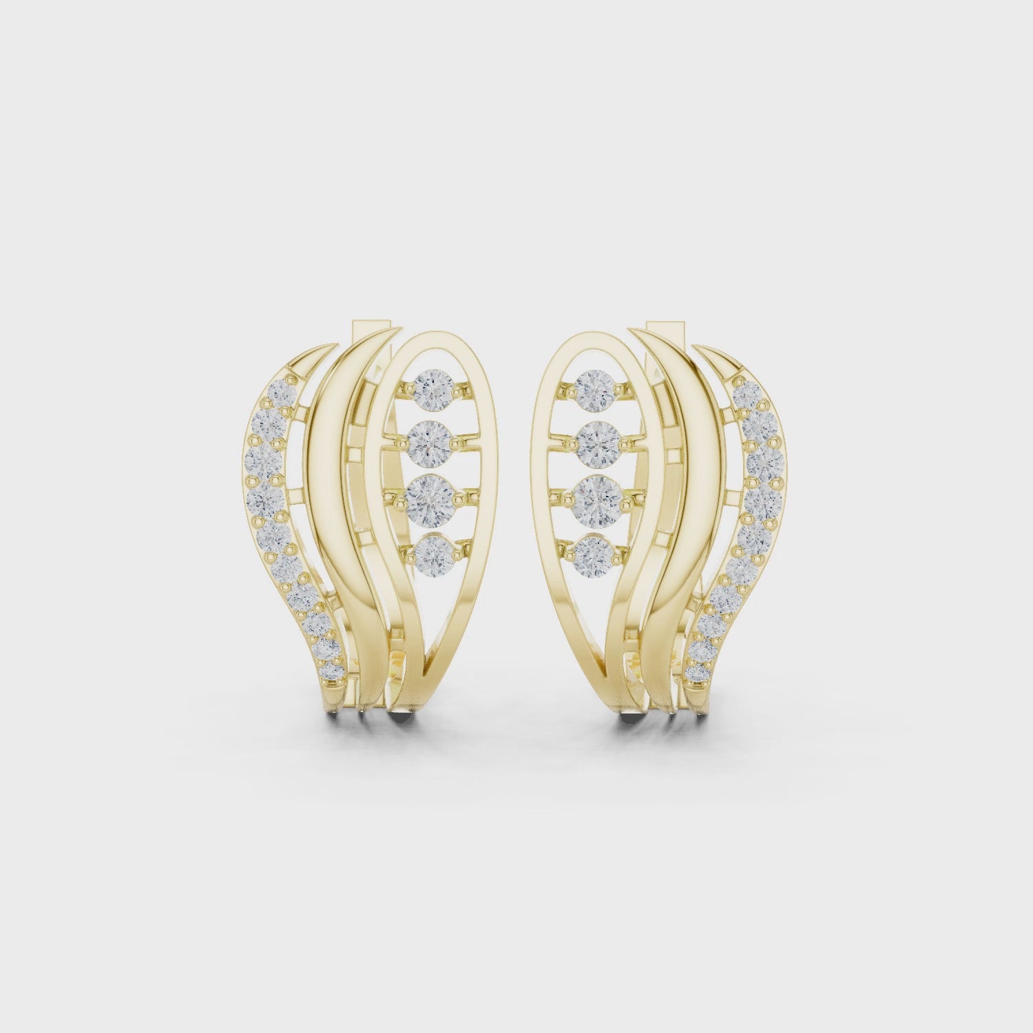 Curved Wave Diamond Earrings