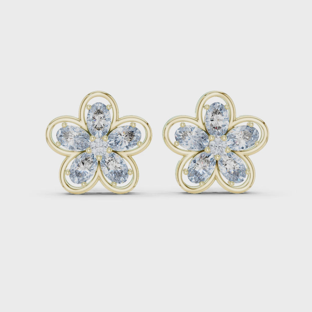 Floral Diamond Stud Earrings