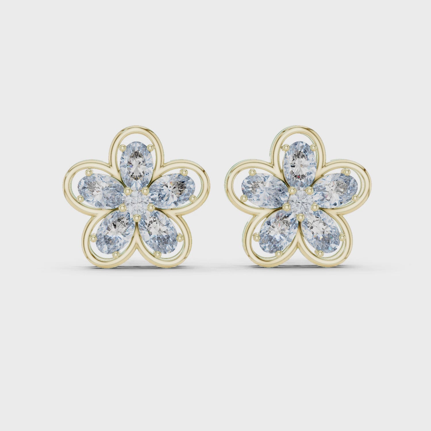 Floral Diamond Stud Earrings
