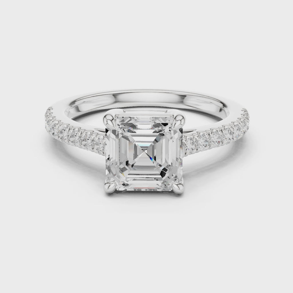 Asscher Cut Diamond Hidden Halo Engagement Ring