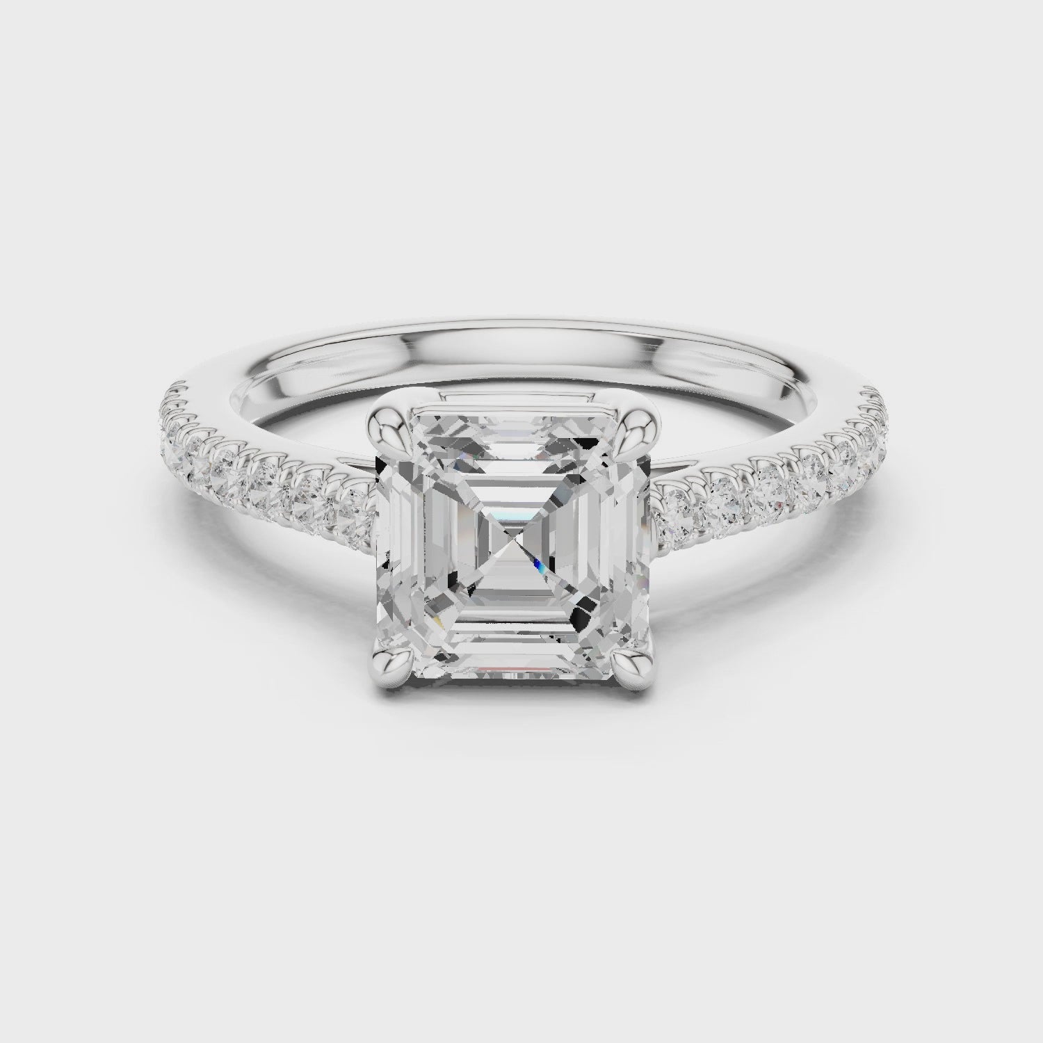 Asscher Cut Diamond Hidden Halo Engagement Ring