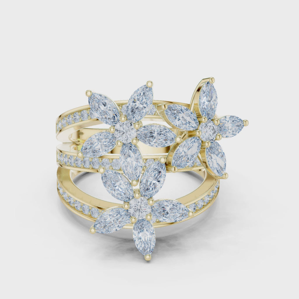 Floral Marquise Diamond Ring