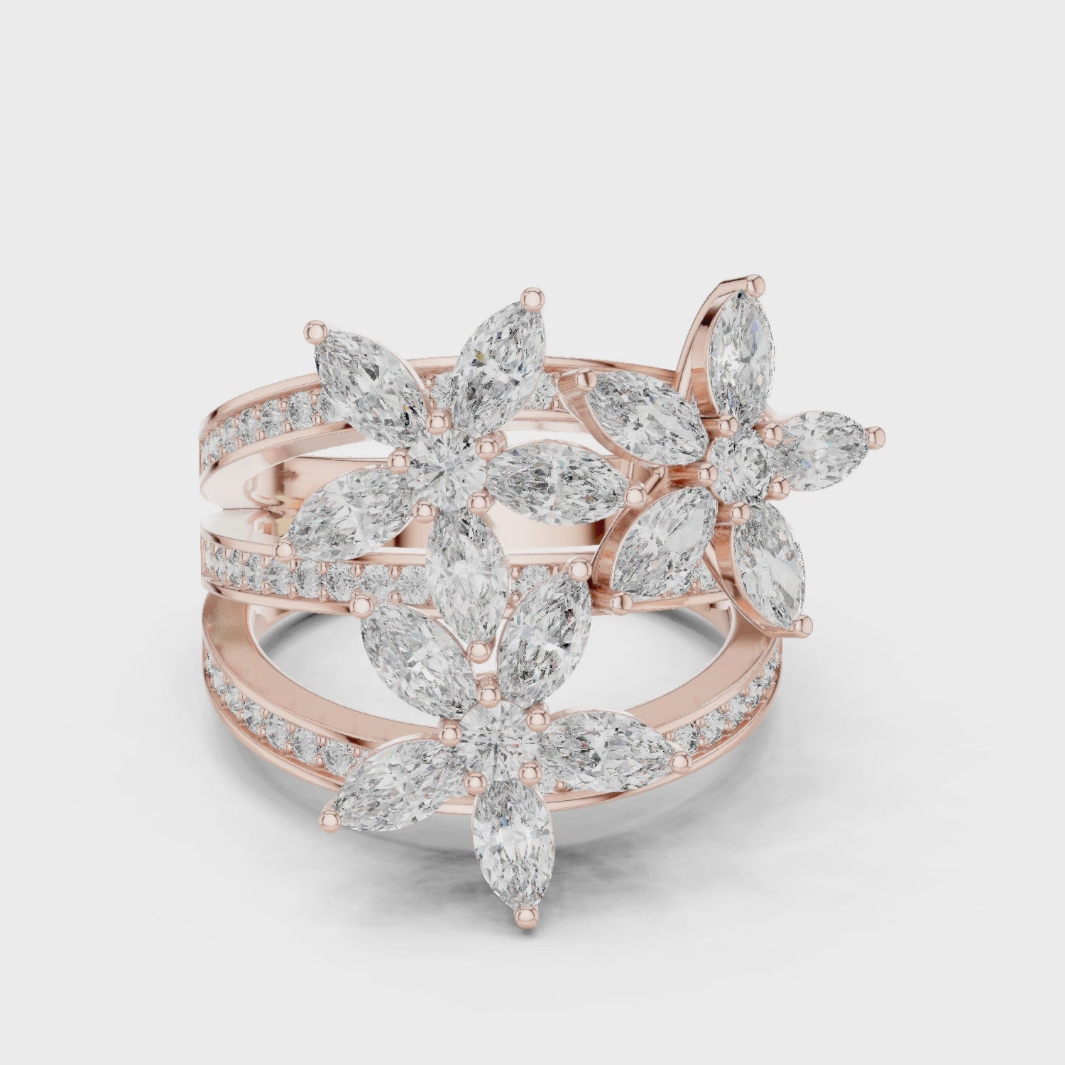 Floral Marquise Diamond Ring