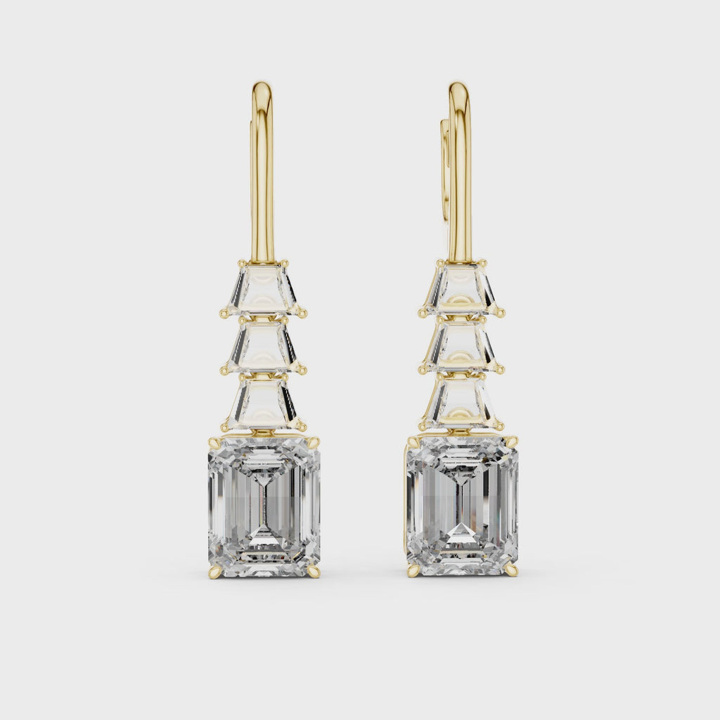 Emerald Cut Diamond Drop Earrings