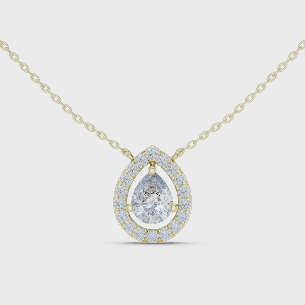 Pear Halo Diamond Pendant Necklace