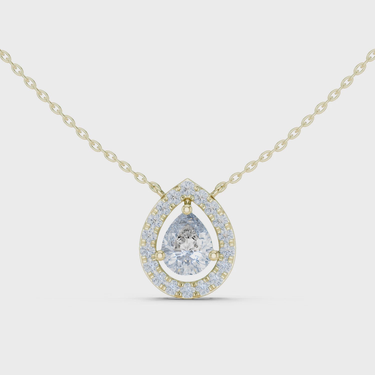 Pear Halo Diamond Pendant Necklace