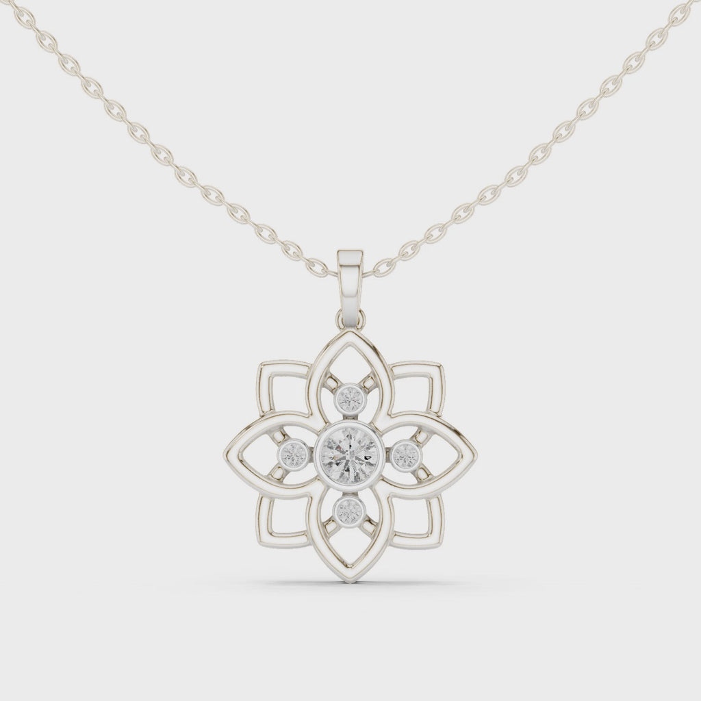 Diamond Flower Pendant Necklace