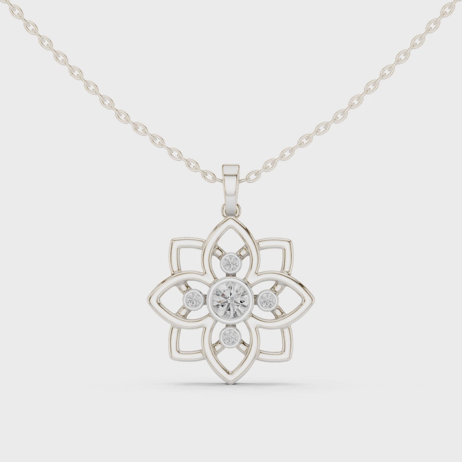 Diamond Flower Pendant Necklace
