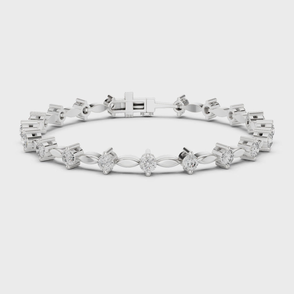 Round Diamond Bangle with Marquise Gold