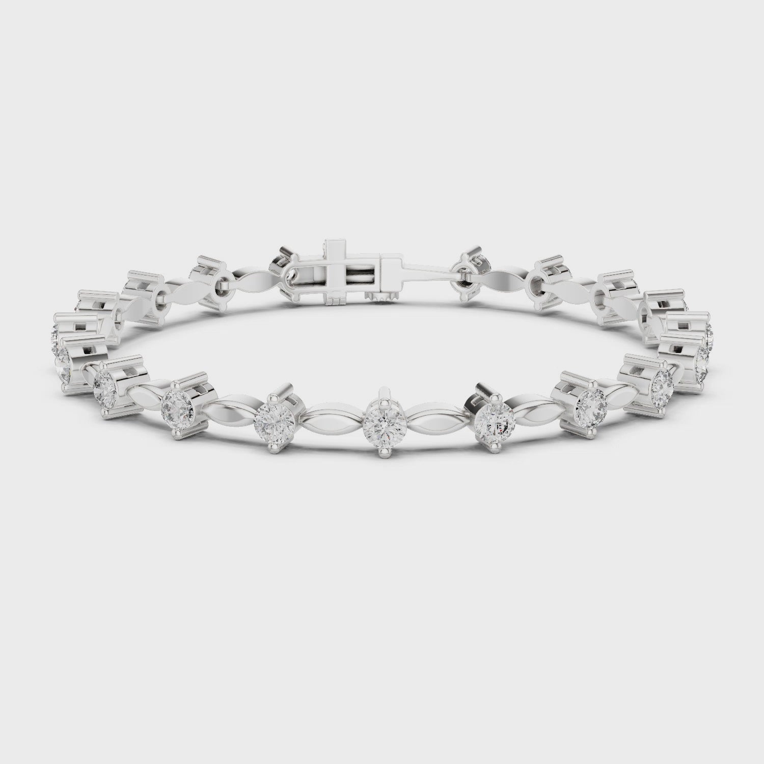 Round Diamond Bangle with Marquise Gold
