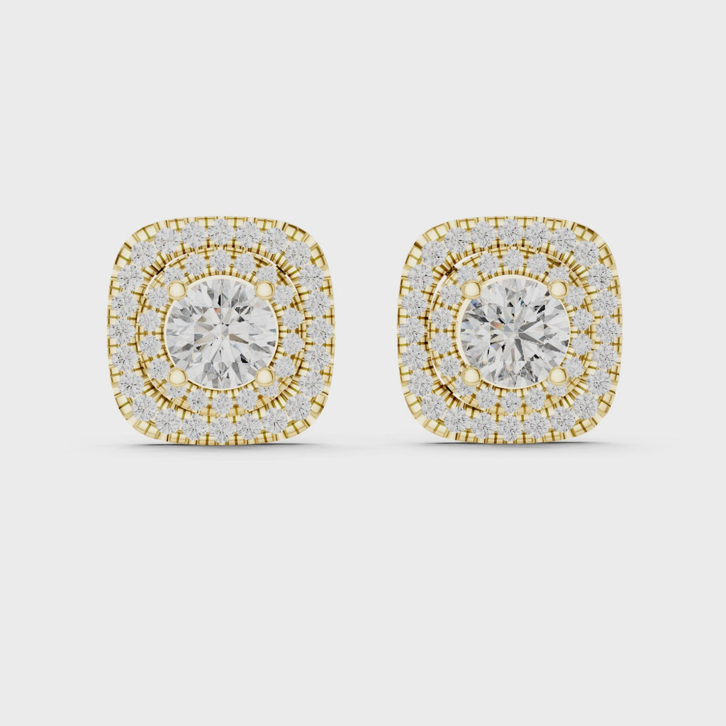 Double Halo Diamond Stud Earrings