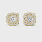 Double Halo Diamond Stud Earrings