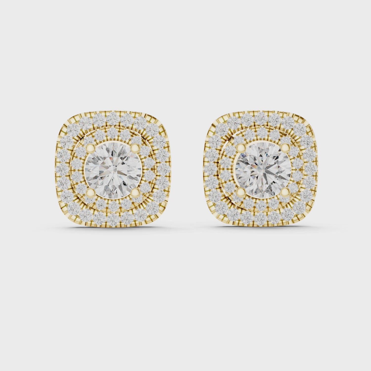 Double Halo Diamond Stud Earrings