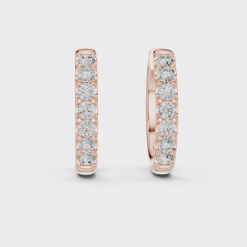 Round Diamond Huggie Hoop Earrings
