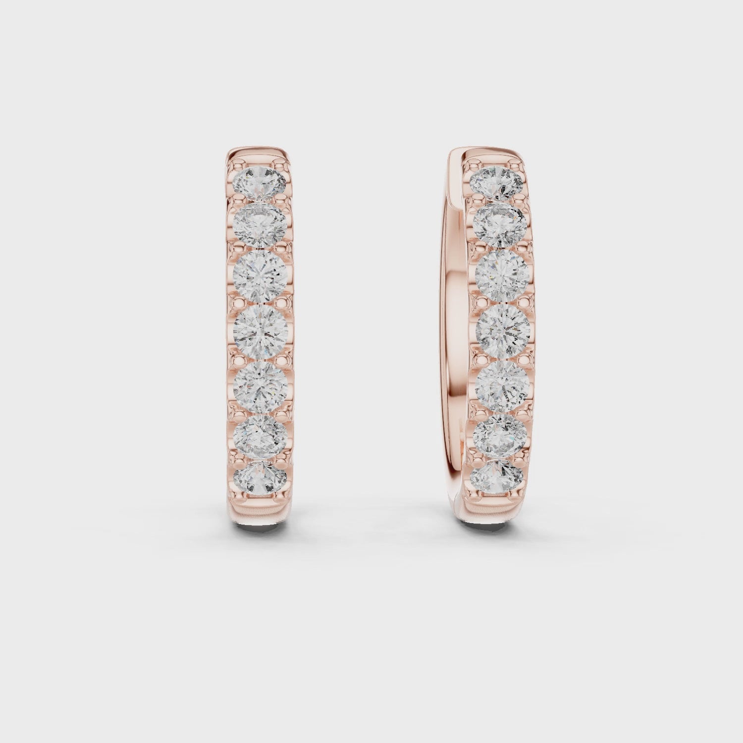 Round Diamond Huggie Hoop Earrings