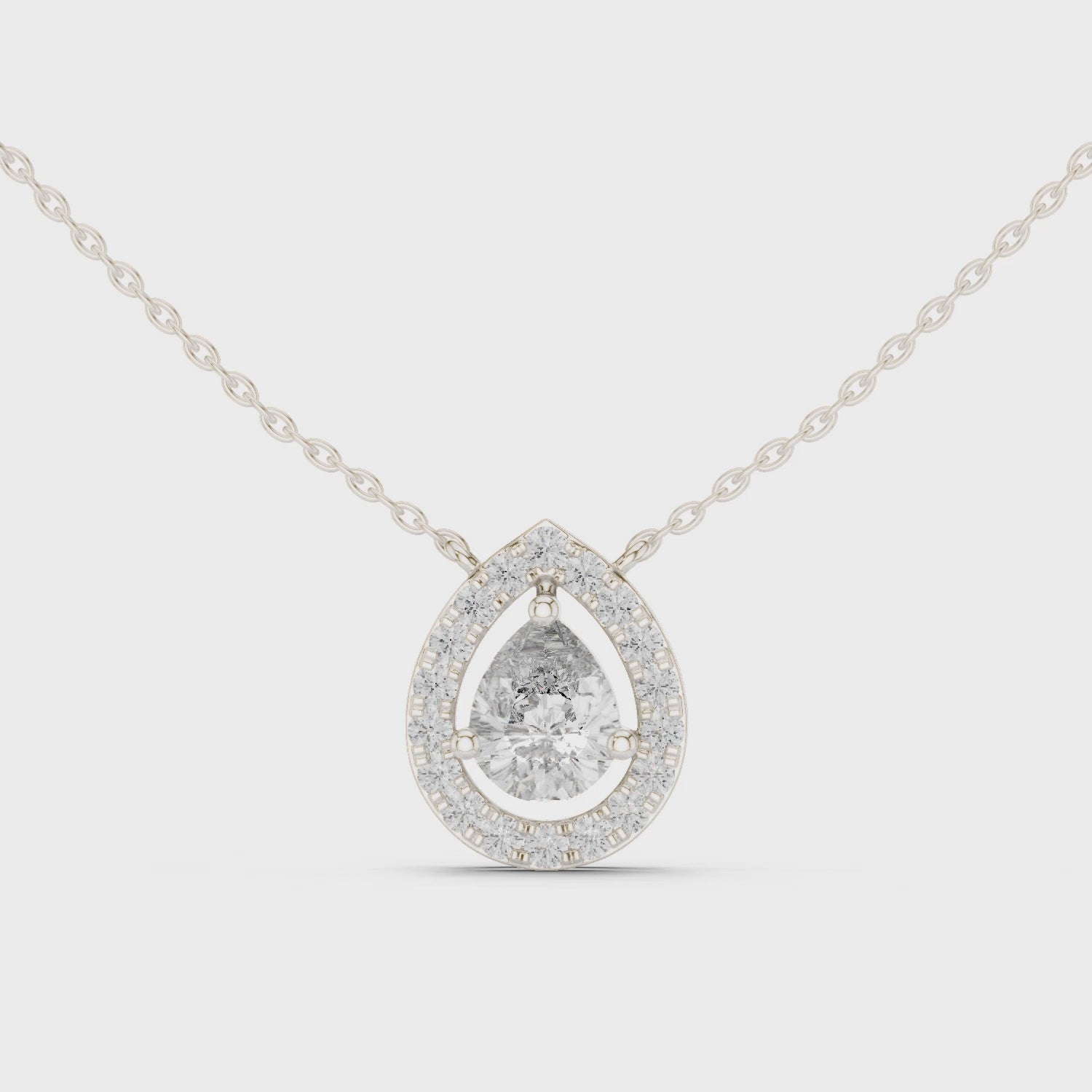 Pear Halo Diamond Pendant Necklace