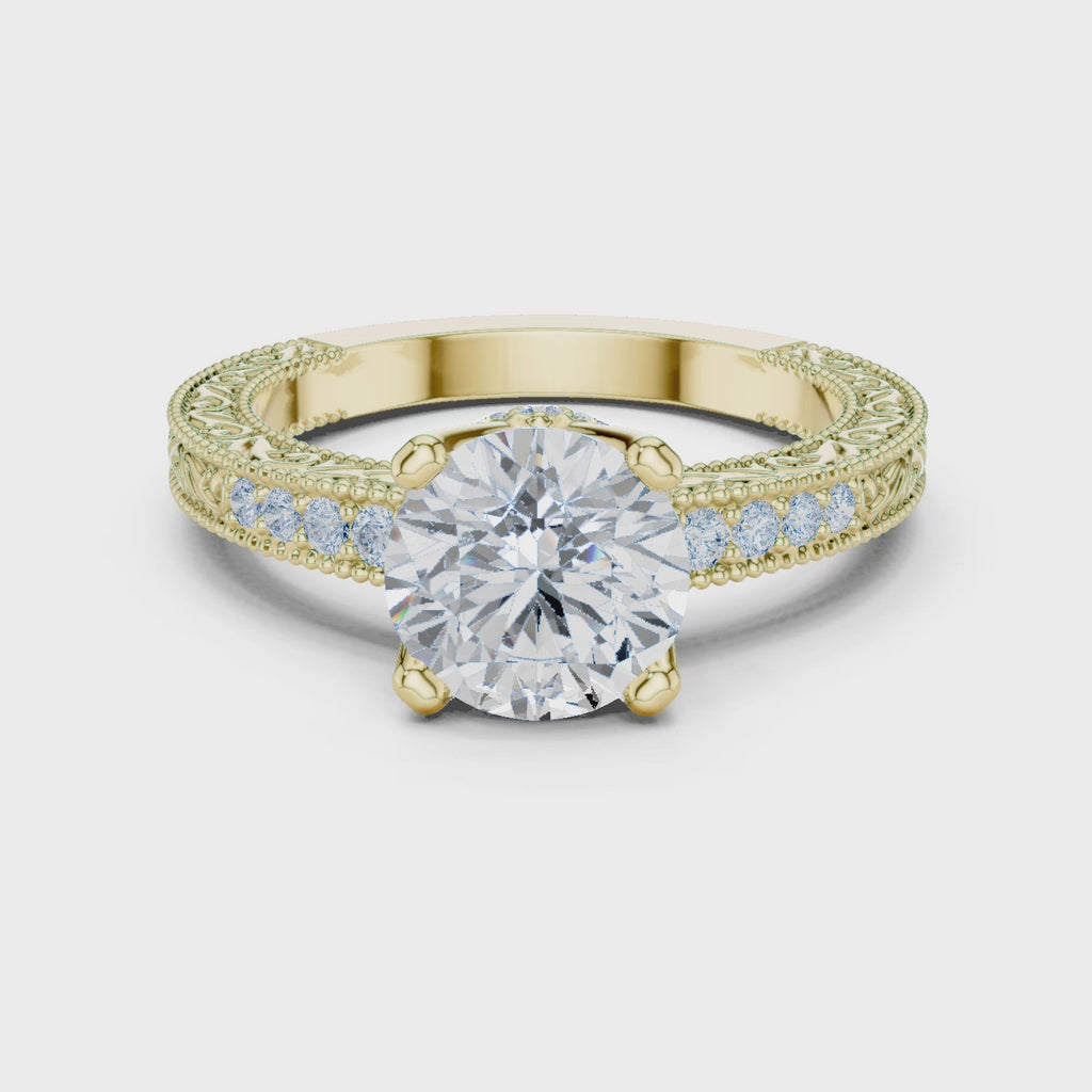 Round Solitaire Cathedral Pavé Engagement Ring