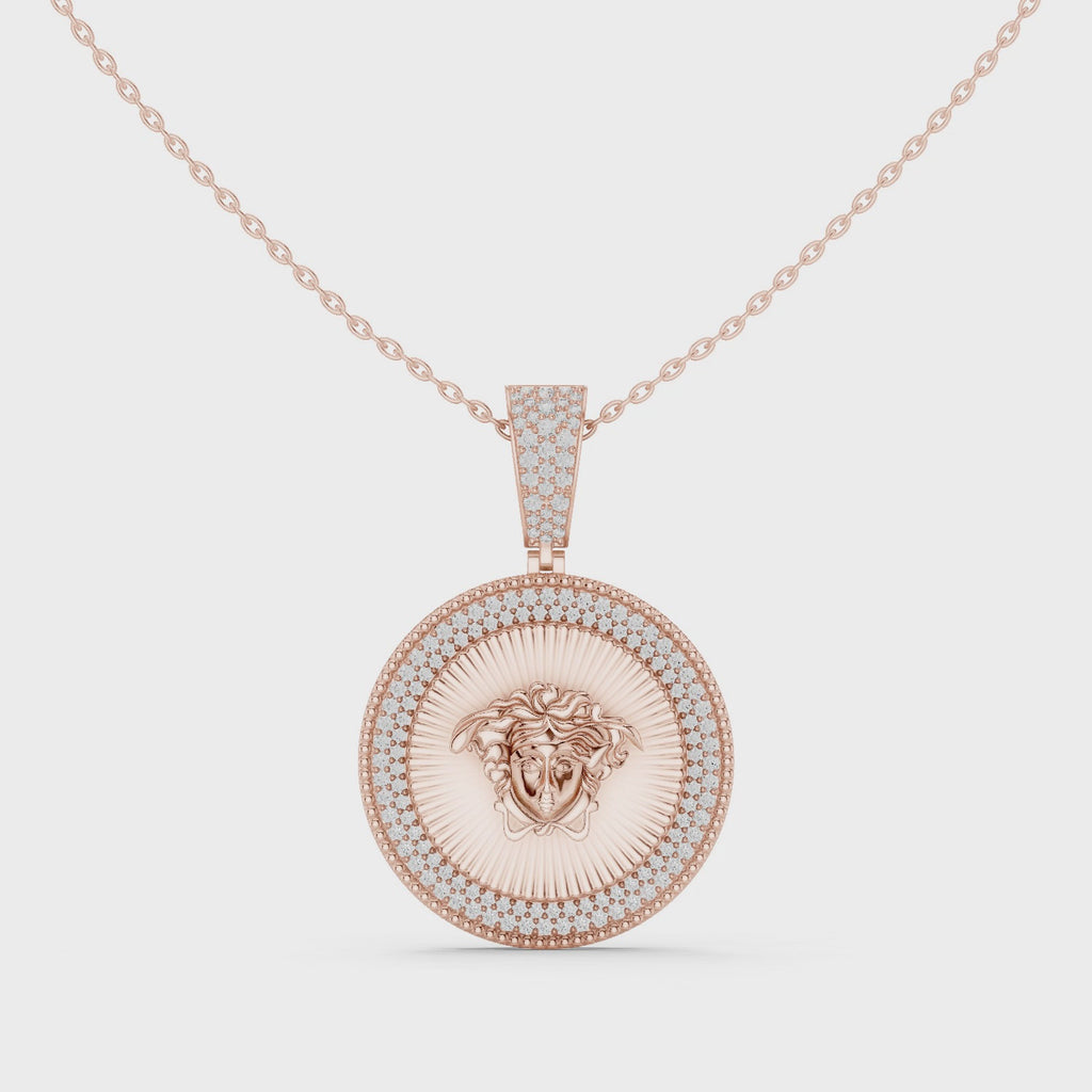 Diamond Medusa Coin Pendant