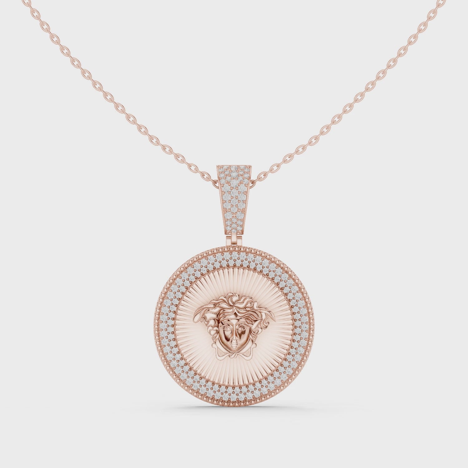 Diamond Medusa Coin Pendant