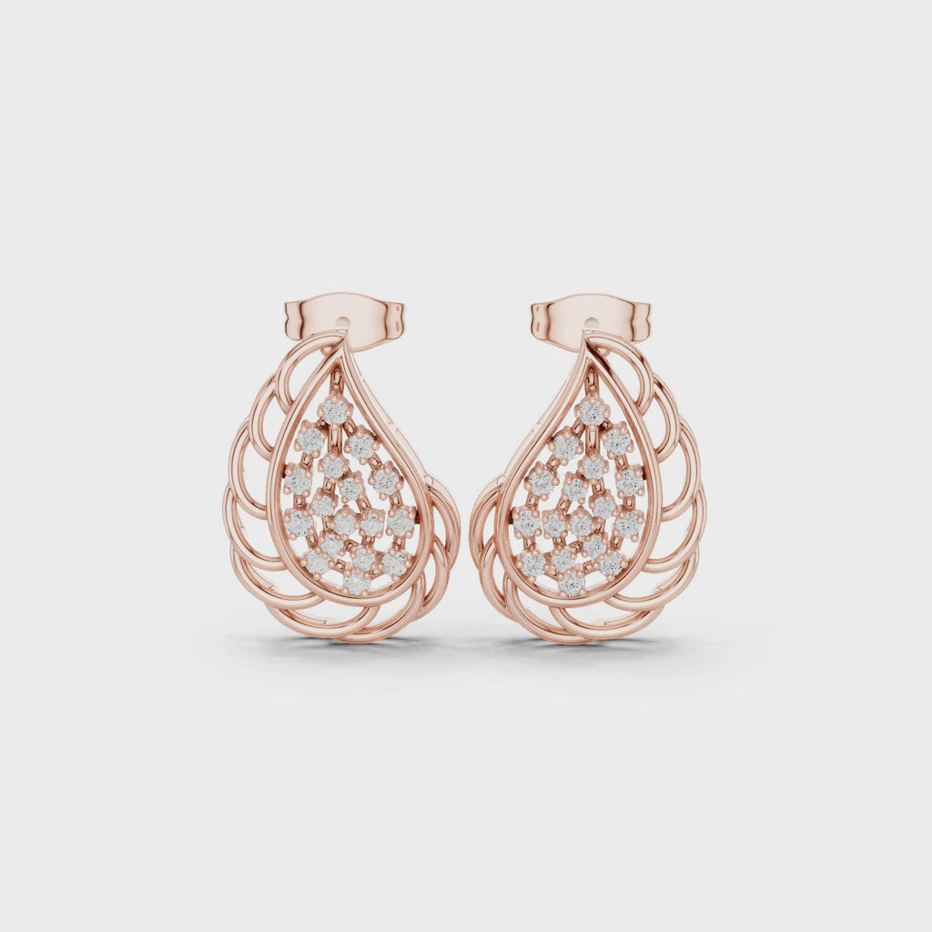 Lab-Grown Diamond Leaf Stud Earrings in Solid Gold