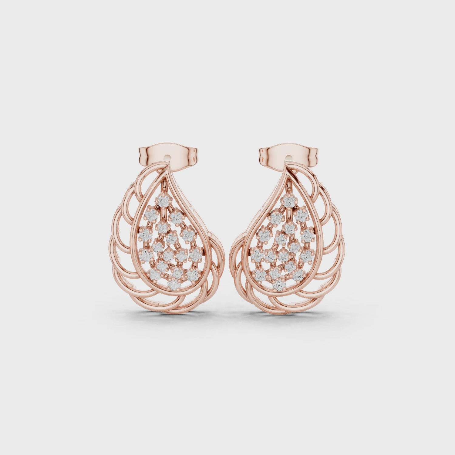 Lab-Grown Diamond Leaf Stud Earrings in Solid Gold