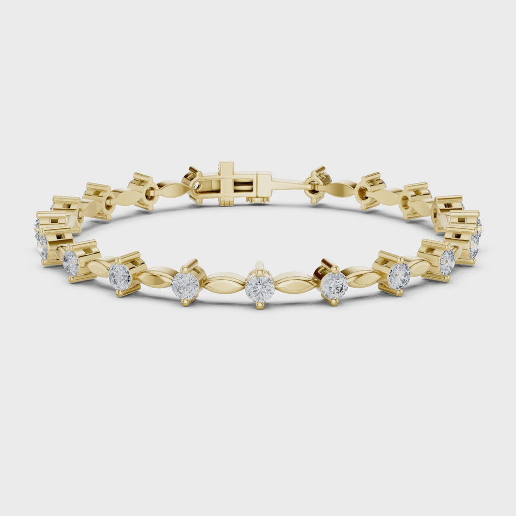 Round Diamond Bangle with Marquise Gold